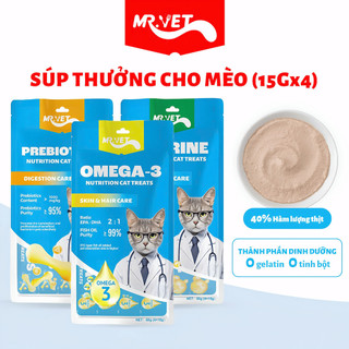 Súp Thưởng Cho Mèo MRVET Bổ Sung Omega 3, Prebiotics, Taurine Hỗ Trợ Tiêu Hóa Và Sức Khỏe Tim Mạch