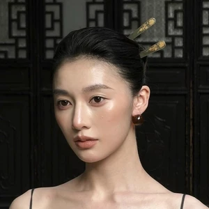 WHX [Fugui Peony] Kẹp Tóc Móng Vuốt Thật Phong Cách Trung Hoa Mẫu Đơn Trơn Kẹp Tóc Cổ Sườn Xám Phụ Kiện Tóc Cuộn Phụ Kiện Tóc Mặt Ngựa Váy Kẹp Tóc Mặc Hàng Ngày Kẹp Tóc Nữ