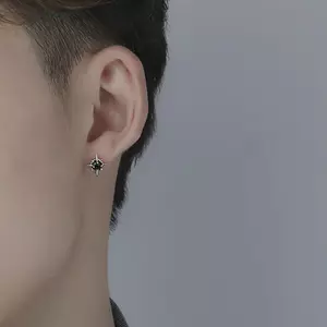 Bông tai kim cương DELMER Ngôi sao cá tính Đơn giản Hợp kim cổ điển Bông tai thanh lịch dành cho nam giới