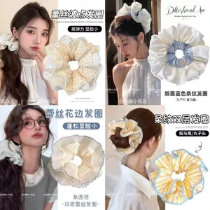 Quá Khổ Ba Lê Tính Khí Cao Cấp Scrunchy Tóc Vòng 2025 Ren Satin Ngọt Bóng Tóc Dây Phụ Kiện Tóc Đầu Dây