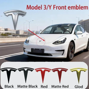 Ốp trước hoặc cốp sau Logo cho Tesla Bộ thay thế Model 3 / Y - Kim loại Đen Logo Biểu tượng Phụ tùng trang trí ngoại thất ô tô
