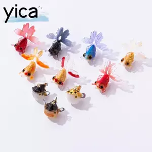 Đồ trang trí động vật mô phỏng YICA, Đồ trang trí vật liệu PVC Thủ công Tượng cá vàng Mini, Vật liệu thủ công Kích thước thu nhỏ Trang trí sân vườn cổ tích Trang trí nội thất