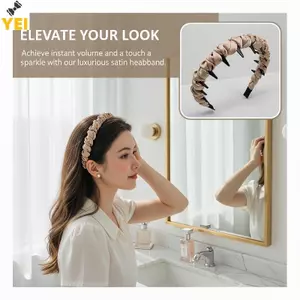 < YEI > Dây buộc tóc nữ bằng vải xếp ly thanh lịch 1 chiếc Răng chống trượt cho đám cưới và tiệc mới