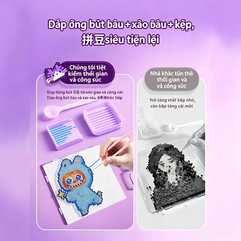 【🇻🇳Có sẵn kho】2.6mm Doudou Fusion Bean Handmade diy Gói Chất Liệu Trẻ Em Trọn Bộ Ba Chiều Bộ Dụng Cụ ủi Xếp Hình