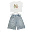 Bé Gái Tua Rua Denim Quần Giữa Mùa Hè 2026 Phong Cách Mới Trẻ Em Nơ Đính Hạt Quần Short