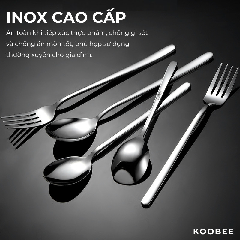 Thìa Nĩa Inox Cán Dài Hàn Quốc, Muỗng Ăn Cơm Ăn Canh Ăn Cháo, Nĩa Trái Cây Salad Cao Cấp | 130 & 302