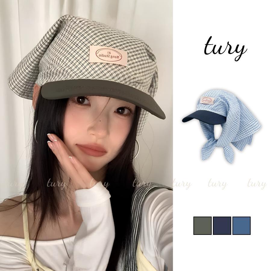 Mũ Khăn Chống Nắng Unisex Nam Nữ - Tury - Mũ Lưỡi Trai Kèm Khăn Caro Cột Cá Tính - MLT067