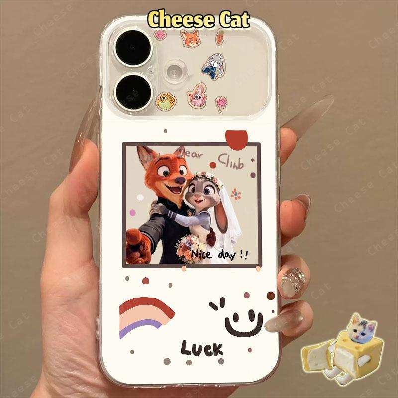 cho Zootopi Ốp điện thoại bảo vệ toàn diện ống kính Fox Rabbit cho iPhone 13 14 Xs XR 11 12 15 Plus 16 12 11 17 Pro Max