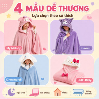 Chăn trùm đầu có mũ – Chất liệu mềm mịn, thân thiện da – Giữ ấm nhanh – Dùng văn phòng, nghỉ trưa – Dễ thương