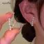 AqToCna 1 Cặp Bông Tai Bông Tai Thời Trang Ngọc Trai Nữ Cổ Điển Hai Lớp Kim Cương Giả Bông Tai Ngọc Trai Nữ Hàn Quốc Đơn Giản Trang Sức AqToCna
