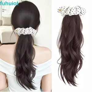 FUHUIOT Chuối Móng Vuốt Kẹp Tóc Giả Đuôi Ngựa, Tổng Hợp Thanh Lịch Chấm Bi Đuôi Ngựa Đuôi Tóc, Vintage Với Kẹp Kẹp Tóc Phần Mở Rộng Tóc Tự Nhiên Dài Sóng Lớp Đuôi Ngựa Sử Dụng Hàng Ngày