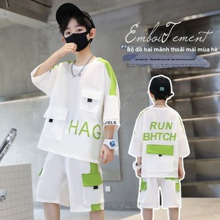 Bộ đồ mùa hè cho bé trai – Áo tay ngắn + quần shorts mỏng, phong cách năng động và thoải mái