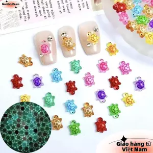 NORDICLIFE 100 Chiếc Rùa Dạ Quang, Dopamine Màu Dạ Quang Ban Đêm Động Vật Nhựa Mini, Phim Hoạt Hình DIY Mini Rùa Móng Tay Quyến Rũ Cho DIY Kẹp Tóc Điện Thoại