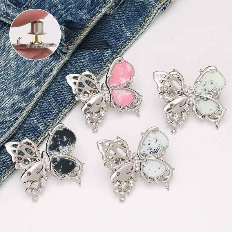 Quần Size Eo Quần Jeans Nút Lớn Nhỏ Nút Điều Chỉnh Không Đường May Quần Thắt Lưng Thắt Lưng Hiện Vật Khóa Eo Bướm