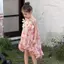 Váy dễ thương mùa hè cho bé gái Váy đi biển ba chiều trang trí cánh hoa