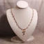 Vòng cổ mặt dây chuyền hoa hồng thạch anh tím Chip dành cho nữ - Chip thạch anh tím hồng-Màu vàng-Enamel Rose-Dark Bead-New Style