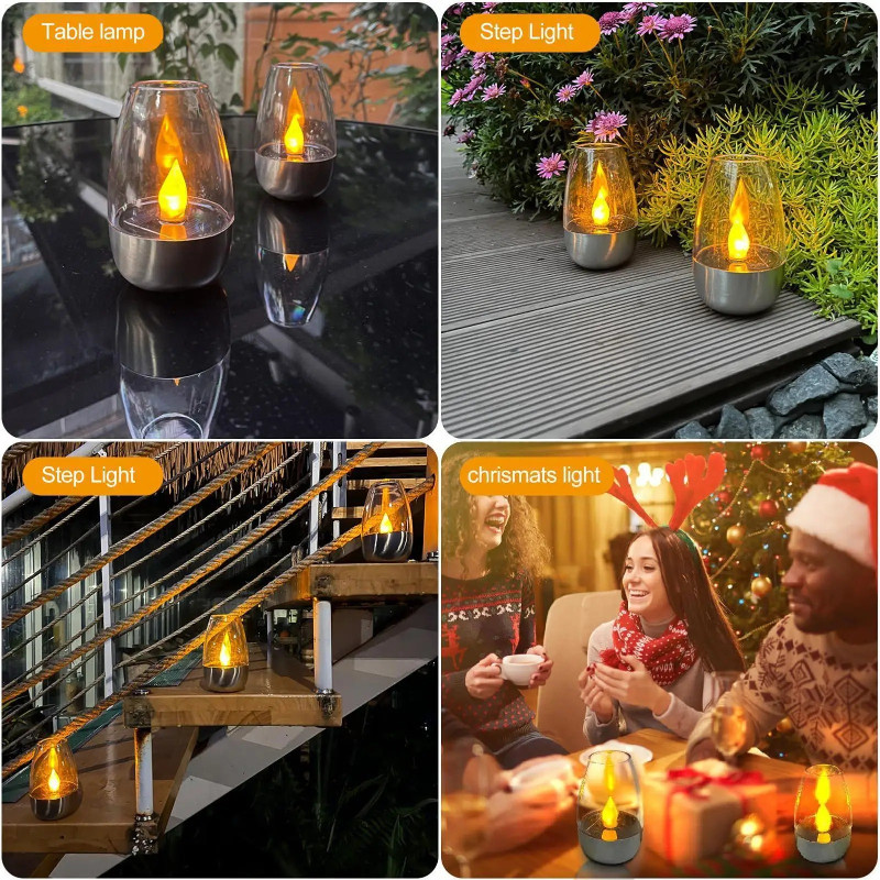 Đèn Nến LED Năng Lượng Mặt Trời, Chống Nước IP54, Tự Động Bật Khi Trời Tối, 0 Tiền điện, Phù Hợp Cho Tiệc Tùng, Nhà Hàng