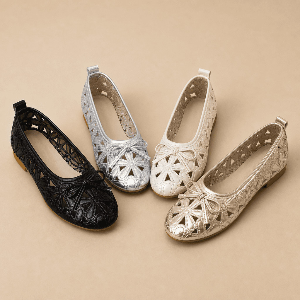 Atikota Nữ Hoa Rỗng Ra Nơ Trang Trí Slip On Giày Đế Bằng Thoáng Khí Nhẹ Đa Năng Thường Ngày Đi Lại Giày Cho Nữ