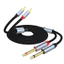 Cáp âm thanh RCA kép 6,35mm sang kép, 1m / 2m / 3m, 1 / 4 ′ Nam đến 2 RCA Nam Bộ khuếch đại Y, Mạ vàng, bện Nylon, dùng cho máy trộn, Bộ khuếch đại, Bàn phím, Đàn Guitar, Loa