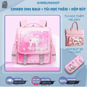 COMBO 3IN1 Balo bản vuông siêu nhẹ,chống gù,chống nước cho bé trai,bé gái lớp 1-6 Túi học thêm + hộp bút - kimbunshop777