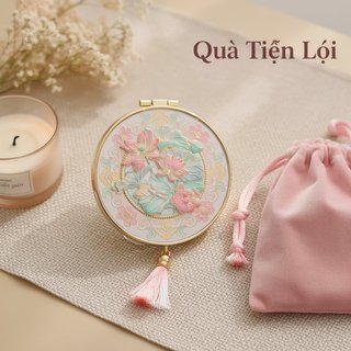 Gương Tay Vintage Có Thể Gập Lại Gương Trang Điểm Hợp Kim Vanity Trang Trí Quà Tặng Retro Phong Cách Trung Hoa