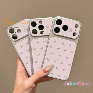 Ốp Lưng Cho IPhone 15 17 16 11 13 14 12 Pro Max 16 7 15 14 8 Plus Bìa giả da họa tiết vải thiều Sweet Bow