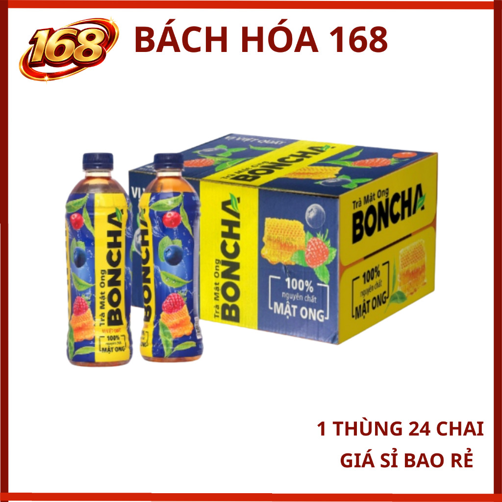 Thùng 24 chai Trà mật ông Boncha vị VIỆT QUẤT 450ml - Chill chill về chiều