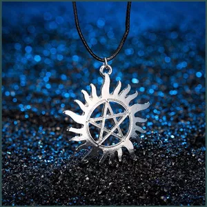 SQ Siêu Nhiên Dean Castiel Winchester Pentagram Mặt Trời Phim Và Truyền Hình Ngoại Vi Thời Trang Dây Da Vòng Cổ gif