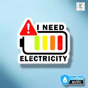 Tem Dán Nắp Sạc Xe Điện I NEED ELECTRICITY VF3 VF5 VF6 VF7 - Decal Chống Nước tại Mày Mò Store