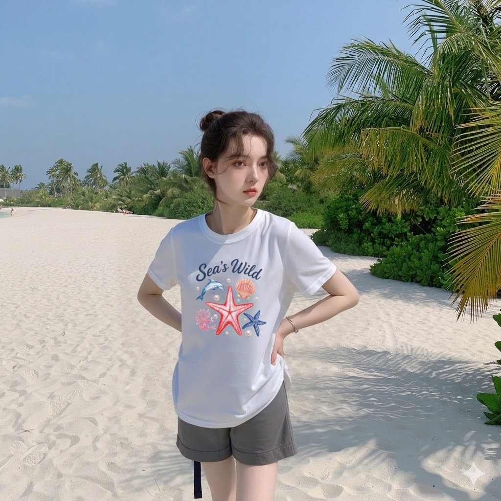 （Giao hàng 24h）Angela  Áo thun ĐI BIỂN MÙA HÈ, Áo Phông cây dừa trái dừa holiday nam nữ cực đẹp