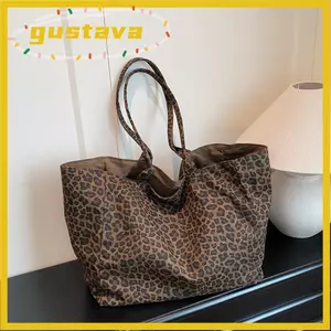 Túi Tote nữ GUSTAVA, Túi đeo vai cầm tay in họa tiết da báo, Túi đeo chéo họa tiết dung tích lớn thời trang