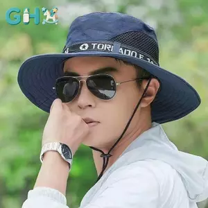 GHX Chống Gió Nam Ngoài Trời Mũ Rộng Vành Phẳng Top Nam Cắm Trại Mũ In Chữ Chống Tia UV Dây Đeo Rỗng Ra Nam Người Cá Mũ Mũ Mũ Mũ Đội Đầu VN