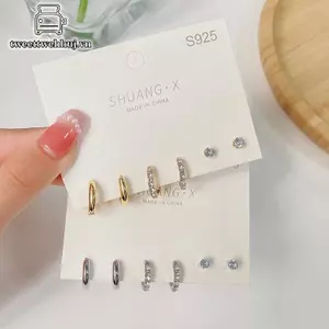 Nhíp 1 Bộ Thời Trang Mới Vòng Tròn Kim Loại Thả Bông Tai Nhỏ Cho Nữ Xu Hướng Mặt Dây Chuyền Xuyên Bộ Bông Tai Trang Sức Quà Tặng VN