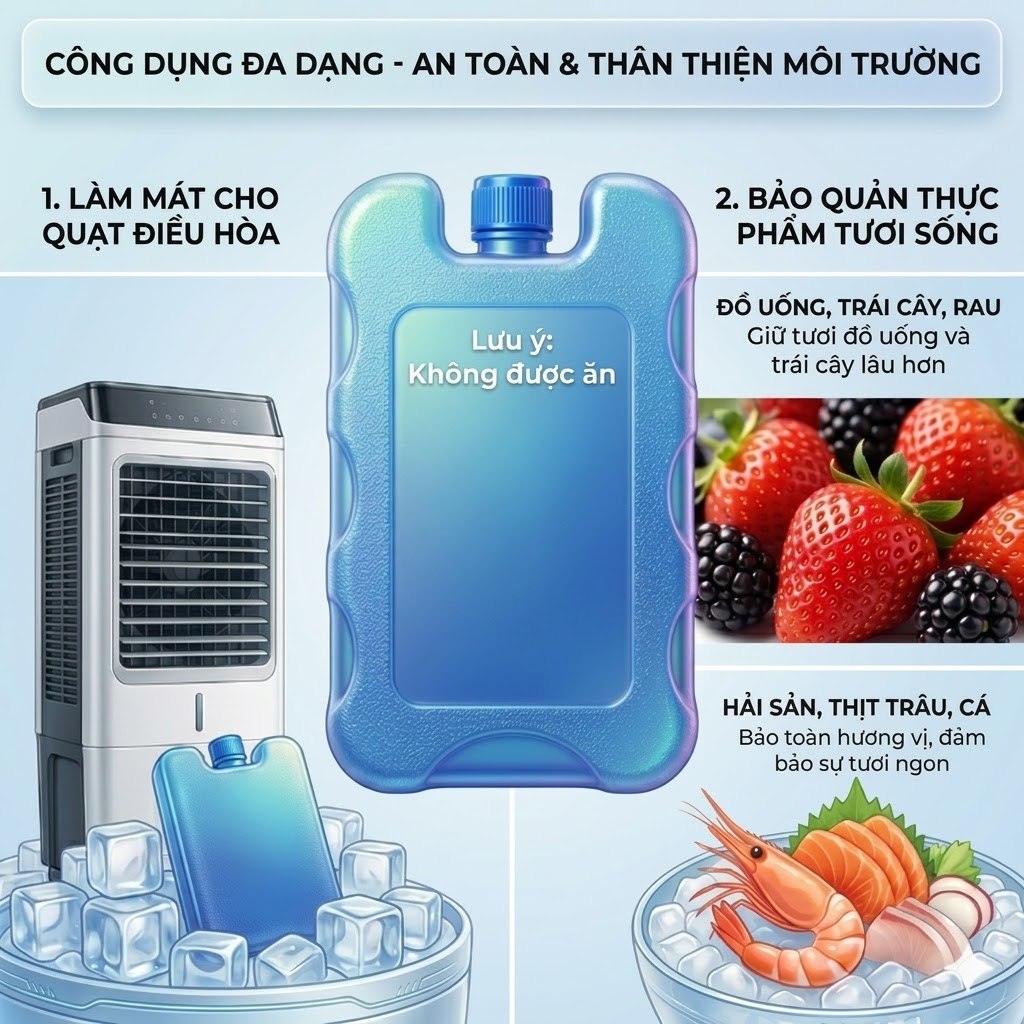 Hộp Đá Khô CO2 Tháp Xanh 200ml / 250ml / 500ml Giữ Lạnh Thực Phẩm Sữa Bia Tiện Lợi Đi Dã Ngoại