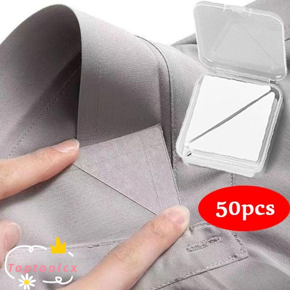 TOPTOOLCX 50 Chiếc Đứng Cổ Shaper, Chống Lăn Tự Dính Cổ Miếng Lót Cố Định, Thiết Thực Vô Hình PVC Áo Sơ Mi Cổ Hỗ Trợ Nam Nữ