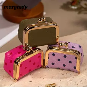 Ví đựng tiền xu MARGREDY, Ví nhỏ di động bằng da PU, Khóa nụ hôn tinh tế Chấm bi Túi đựng đồ trang sức Mini Tổ chức phụ kiện