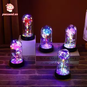PWSEND Hoa Trang Trí Cây, Trang Trí Đám Cưới Hoa Hồng Nhiều Màu Sắc Hoa Nhân Tạo Hoa Hồng Sáng Trong Mái Vòm Kính Hoa Hồng Vĩnh Cửu Đèn LED Lá Quà Tặng Hoa