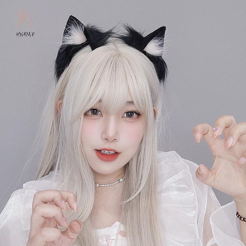 HNKMP Hoạt Hình Sang Trọng Tai Mèo Dành Cho Nữ Cô Gái Cosplay Tóc Ngộ nghĩnh Dễ Thương Gothic Tóc Vòng Sáng Tạo Phụ Kiện Tóc Quà Tặng.