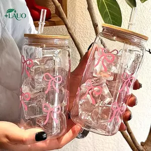 Springevenstar Nơ Thủy Tinh Dễ Thương Cốc Nước Hoạt Hình Nơ Cốc Thủy Tinh Sọc Dễ Thương Doodle Cà Phê Cốc Hộ Gia Đình Trà Trái Cây Nước chanh Bé Gái Quà Tặng Springevenstar