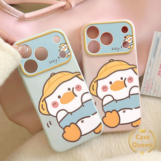 Ốp lưng tương thích cho iPhone 16 17 15 13 14 12 11 7 8 Pro Max XR X XS Air 8 7 16 Plus Phim hoạt hình Vịt mũ bong bóng hình trái tim