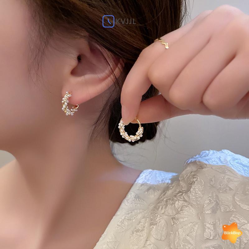 [KvJJL-t] 1 Đôi Bông Tai Ngọc Trai Vòng Tròn Tính Khí Đơn Giản Mới Thời Trang Bông Tai Đa Năng Nhỏ Trang Sức Nữ Mới