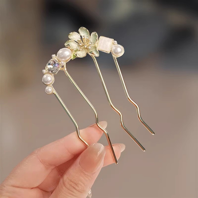MAUROPOLI Retro Sang Trọng Ngọc Trai Ánh Sáng Sang Trọng Kim Cương Giả Hoa Mới Phong Cách Trung Hoa Tạo Kiểu Tóc Dụng Cụ Tiện Dụng Mũ Đội Đầu Bé Gái