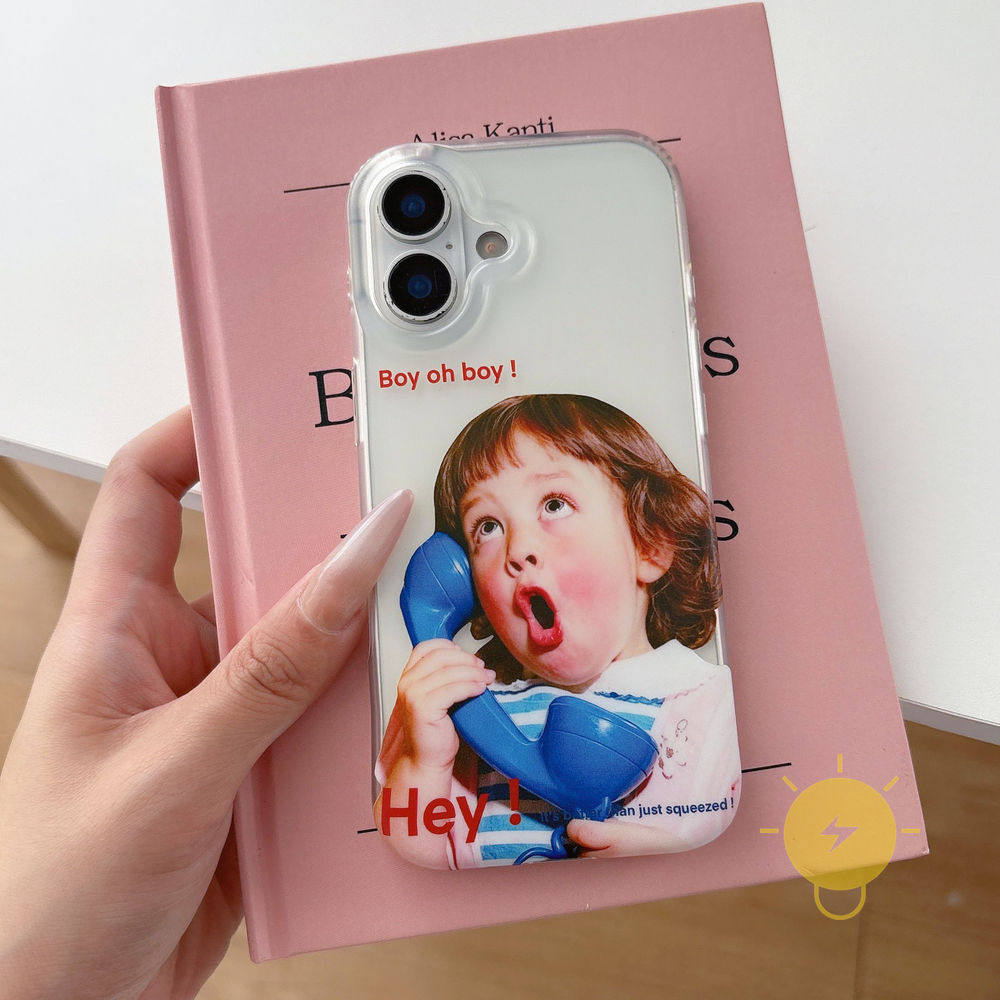 Phone Case For iPhone 17 Pro Max 16 15 TPU Girl Telephone Spoon Aesthetic Korean Cute