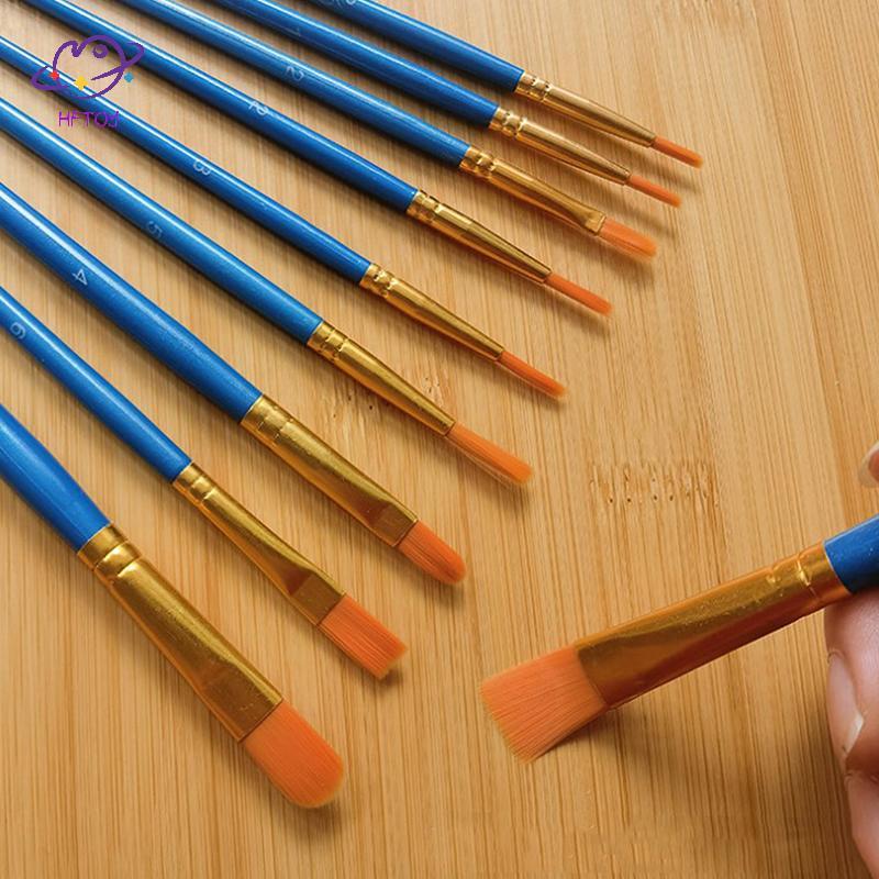 Bộ cọ sơn HFTOY 10pc Bàn chải sơn Nylon Bàn chải sơn dầu thanh ngắn Bàn chải Acrylic Bút màu nước Đồ dùng nghệ thuật chuyên nghiệp chất lượng cao ~