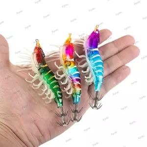 Jig mực PYCOU, Mồi chìm chậm phát sáng 7g / 12g, Wobbler Webfoot Gỗ ngang Tôm nhân tạo Calamar Câu cá biển