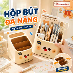 Hộp Đựng Đồ Để Bàn HomeMate Nhiều Ngăn Dễ Thương, Kệ Đựng Mỹ Phẩm, Son Môi, Cọ Trang Điểm, Bút Viết, Văn Phòng Phẩm