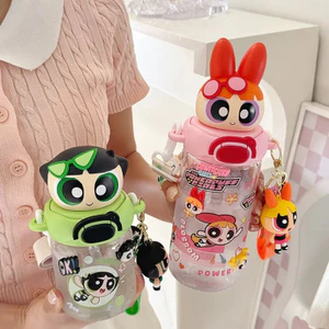 Spike Price Powerpuff Girls Water Cup tritan Cốc Rơm Chịu Nhiệt Độ Cao 2025 Phong Cách Mới Cốc Nhựa Di Động Giá Trị Cao
