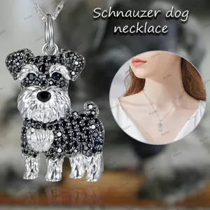 Vòng cổ mặt dây chuyền cho chó PYCOU, Vòng cổ chó chó Maltese Schnauzer, Dây chuyền cổ bạc hợp kim kim tinh tế dành cho chó con những người yêu thích