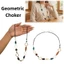 WEETW Hình Học Choker, Vòng Cổ Vòng Cổ Hình Dạng Không Đều Rỗng, Phong Cách Bohemian Giả Mã Não Hạt Gỗ Dài Lớp Trang Sức Bohemian Đảng