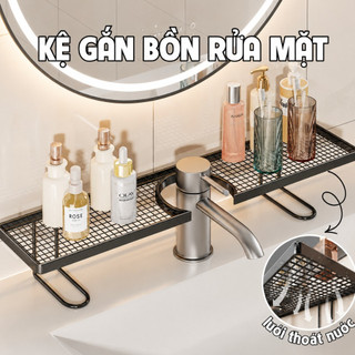 Kệ Để Đồ Bồn Rửa Mặt Lavabo Rãnh Chữ U Đa Năng, Kệ Nhà Tắm Thép Chống Gỉ Dán Tường Tiện Lợi